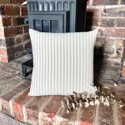 1494. Thin Beige Stripe - Admiral Linen Look Cotton Cushion Cover - thumbnail 1