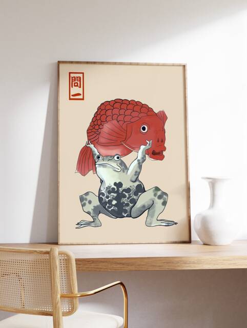 Matsumoto Hoji Art Print, Japanese Poster, Frog, Vintage Animal Art, Funny Gift, A1/A2/A3/A4 - image 1