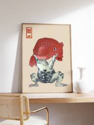 Matsumoto Hoji Art Print, Japanese Poster, Frog, Vintage Animal Art, Funny Gift, A1/A2/A3/A4 - thumbnail 1