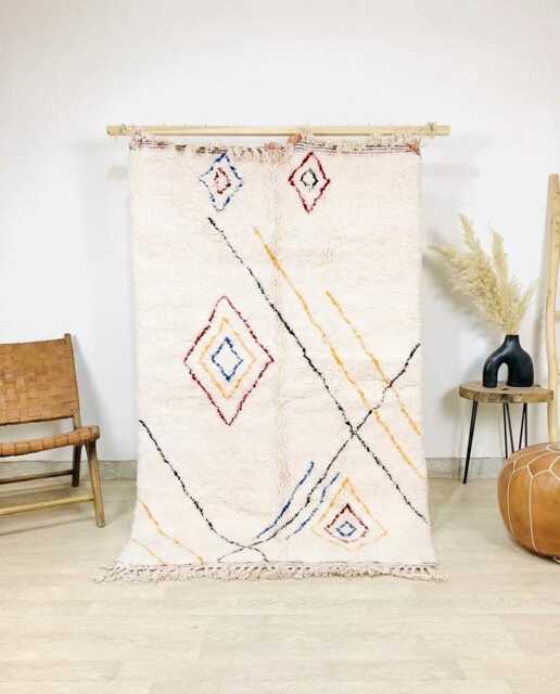 Ivory Moroccan Berber Rug, Handwoven Wool Shag Boho Nursery Authentic Beni Ourain Carpet, Large 9x12 Area Rug - image 1