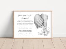 Personalised Family Poem Print Birth Hands Baby Loss Angel Wings Unframed - thumbnail 1