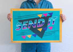 Send It Felt Banner - Skier & Snowboarder Inspired Wall Art Gift. Humorous Extreme Sports Poster. Camp Flag Pennant Home Decor. Us Handmade - thumbnail 1