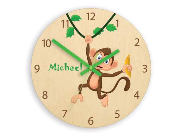 Kids Wall Clock - Monkey With Personalizen Name, Childrens Wall Clock Boys Girls - image 1