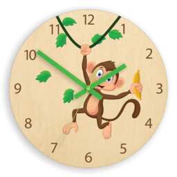 Kids Wall Clock - Monkey With Personalizen Name, Childrens Wall Clock Boys Girls - thumbnail 4