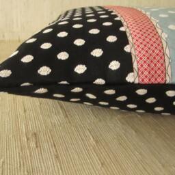 Handmade Polka Dot Cushion Cover Black, Aqua & Vintage Ribbon - 19 - thumbnail 2