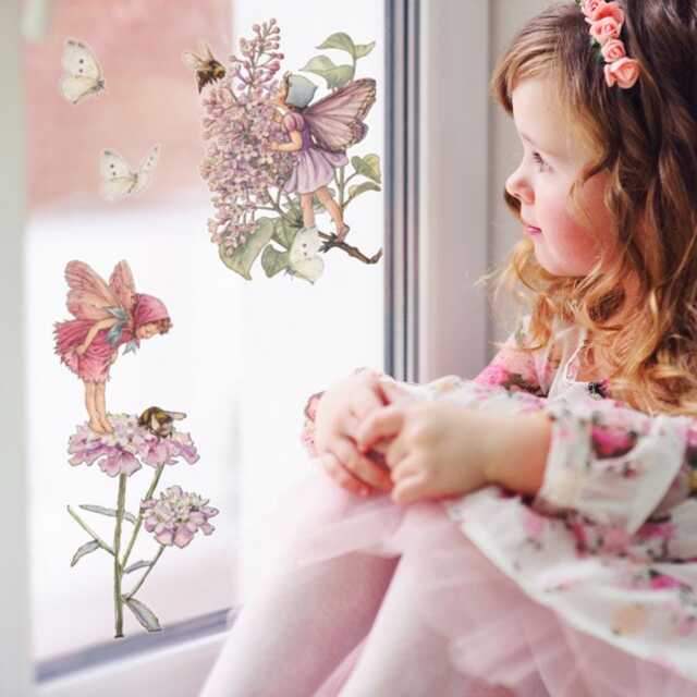 Pink Flower Fairies Window Stickers Decals Fairy Decor Kids Children Bedroom Nursery - image 1