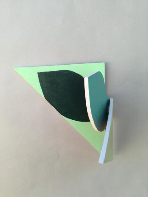 Sculpture/Modern Art Wall Wood Abstract Shapes By Sue Cobb Green Leaves