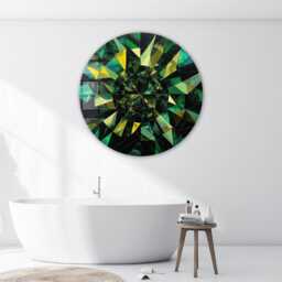 Green Mandala Glass Wall Art Round Shape - Large Tempered Artwork, Design, Durable, Housewarming Gift - thumbnail 3