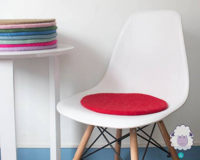 35cm Wool Felted Seat Pad, Round Thick Chair Cushion For Felt Home Decor, Start With 2 Sets Of Handmade Pads - image 1