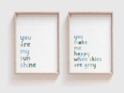 Set Of 2 Boys Nursery Prints, You Are My Sunshine Wall Art, Boy Bedroom Muted Blue & Green - thumbnail 1