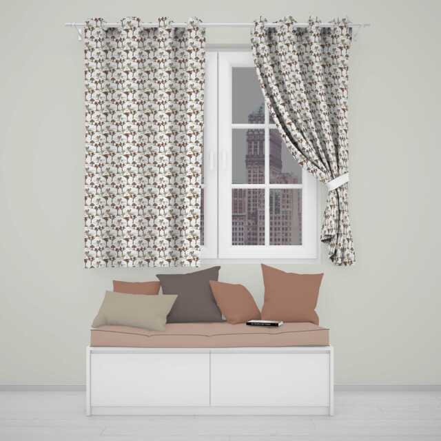 Vintage Desert Trees Sketch Seamless Pattern Readymade Eyelet Ring Top Thermal 100% Blackout Curtains - image 1
