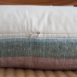 Handwoven Lumbar Pillow Cover Vintage Karen Batik Hemp, Fringes - thumbnail 3