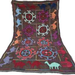 3x4.8 Ft, Wall Decor Tapestry Embroidered Wool Chainstitch Afghan Women Art Bukhara Antique Design - thumbnail 4