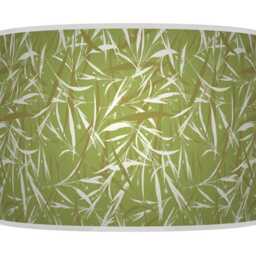 Green White Leaves Print Lampshade - Handmade Floral Drum Pendant Botanical Ceiling Light For Modern Natural Interiors - thumbnail 3