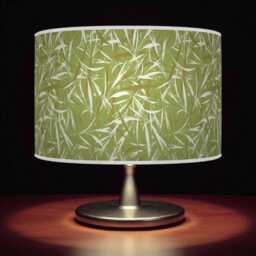 Green White Leaves Print Lampshade - Handmade Floral Drum Pendant Botanical Ceiling Light For Modern Natural Interiors