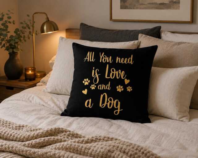 All You Need Is Love & A Dog Pillow, Lover Gift, Mom Pet Decor, Living Room Cushion - image 1
