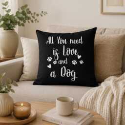 All You Need Is Love & A Dog Pillow, Lover Gift, Mom Pet Decor, Living Room Cushion - thumbnail 2