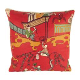 Sanderson - Pagoda River Red/Gold Vintage Asian Chinoiserie Inspired Designer Cushion Cover Luxury Throw Pillow Home D??cor - thumbnail 3
