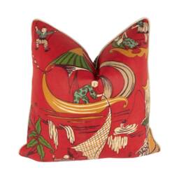 Sanderson - Pagoda River Red/Gold Vintage Asian Chinoiserie Inspired Designer Cushion Cover Luxury Throw Pillow Home D??cor - thumbnail 1