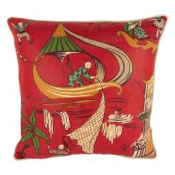 Sanderson - Pagoda River Red/Gold Vintage Asian Chinoiserie Inspired Designer Cushion Cover Luxury Throw Pillow Home D??cor - thumbnail 2