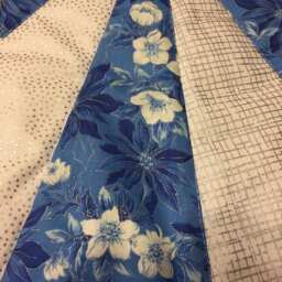 Quilted Christmas Tree Skirt Blue Poinsettia Floral, Silver Accents - 26 Inch - thumbnail 4