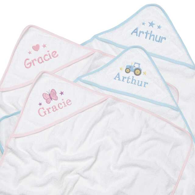 Embroidered Personalised Name Babies Hooded Towel 100% Cotton Newborn Gift - image 1