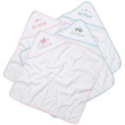 Embroidered Personalised Name Babies Hooded Towel 100% Cotton Newborn Gift - thumbnail 2