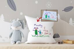 Custom Bespoke Kid's Drawing Cushion - Artwork Pillow Soft Charpie Gift For Mum Gifts Nan Unique Ideas - thumbnail 1