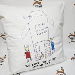 Custom Bespoke Kid's Drawing Cushion - Artwork Pillow Soft Charpie Gift For Mum Gifts Nan Unique Ideas - thumbnail 2