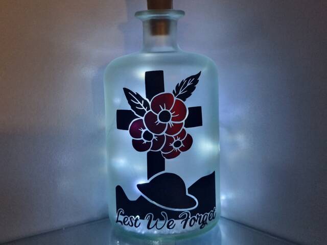 Lest We Forget Bottle Lamp, Remembrance Sunday All Proceeds To Charity - image 1