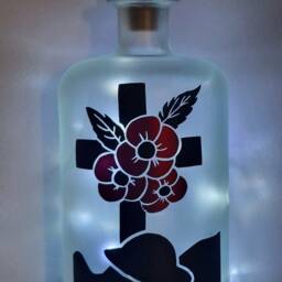 Lest We Forget Bottle Lamp, Remembrance Sunday All Proceeds To Charity - thumbnail 2