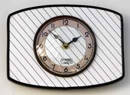 Mid Century Style Wall Clock - New 23cm Handmade White Patterned Formica Retro Vintage French Gift Off The Clocks