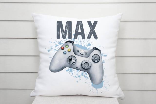 Personalised Kids Gaming Cushion, Personalized Gift For Girls Boys, Gaming Gift, Childrens Personalised Pillow - image 1
