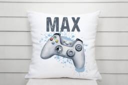 Personalised Kids Gaming Cushion, Personalized Gift For Girls Boys, Gaming Gift, Childrens Personalised Pillow - thumbnail 1
