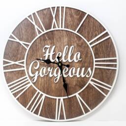 Hello Wooden Clock - Rustic Farmhouse Wall Decor - 15.7 - thumbnail 3