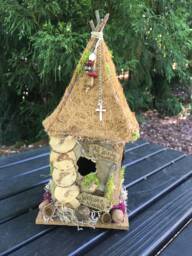 Handcrafted Decorative Bird House, Natural Materials, Personalized Gift