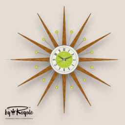 Teak Starburst Clock Mid Century Modern Wall Decor, 27 - thumbnail 4
