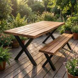 100cm Live Edge Outdoor Dining Table, Solid Wood Garden Table Uk, Natural Patio Handmade Furniture - thumbnail 3