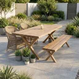 100cm Live Edge Outdoor Dining Table, Solid Wood Garden Table Uk, Natural Patio Handmade Furniture - thumbnail 2