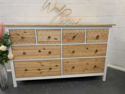 Large Painted Chest Of Drawers Merchant White Raw Wood Moroccan Gold Bee Handles