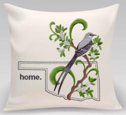 Oklahoma Scissor-Tailed Flycatcher & Mistletoe Medley. Embroidered With Feather Insert - thumbnail 1