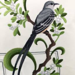 Oklahoma Scissor-Tailed Flycatcher & Mistletoe Medley. Embroidered With Feather Insert - thumbnail 2