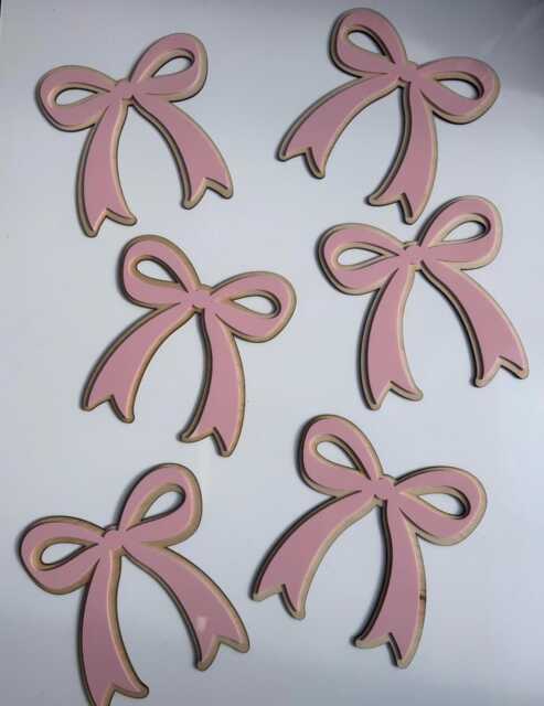 Pink Wooden Wall Bows - Set Of 6 Nursery Decor - image 1