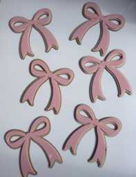 Pink Wooden Wall Bows - Set Of 6 Nursery Decor - thumbnail 1
