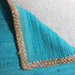 Handmade Chindi Rug, Handmade Rag Boho Hippie Vegan Rug. Colorfull Teal, Auqa. 20 - thumbnail 3