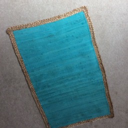 Handmade Chindi Rug, Handmade Rag Boho Hippie Vegan Rug. Colorfull Teal, Auqa. 20 - thumbnail 2