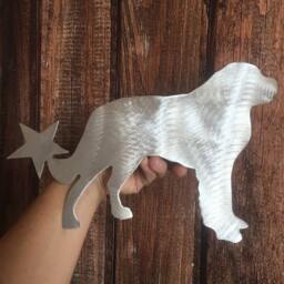 St Bernard, Dog Christmas Tree Topper, Wall Hanging Or Yard Stake, Metal, Holiday Decoration, Aluminum, Lover Gift, Silhouette, Unique - thumbnail 2