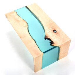 Live Edge River Coffee Table, Waterfall Resin Wood Table - thumbnail 4