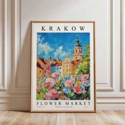 Krakow Flower Market Art Print Polish Floral Travel Poster - thumbnail 3