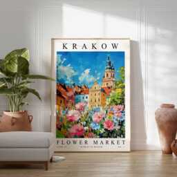 Krakow Flower Market Art Print Polish Floral Travel Poster - thumbnail 2